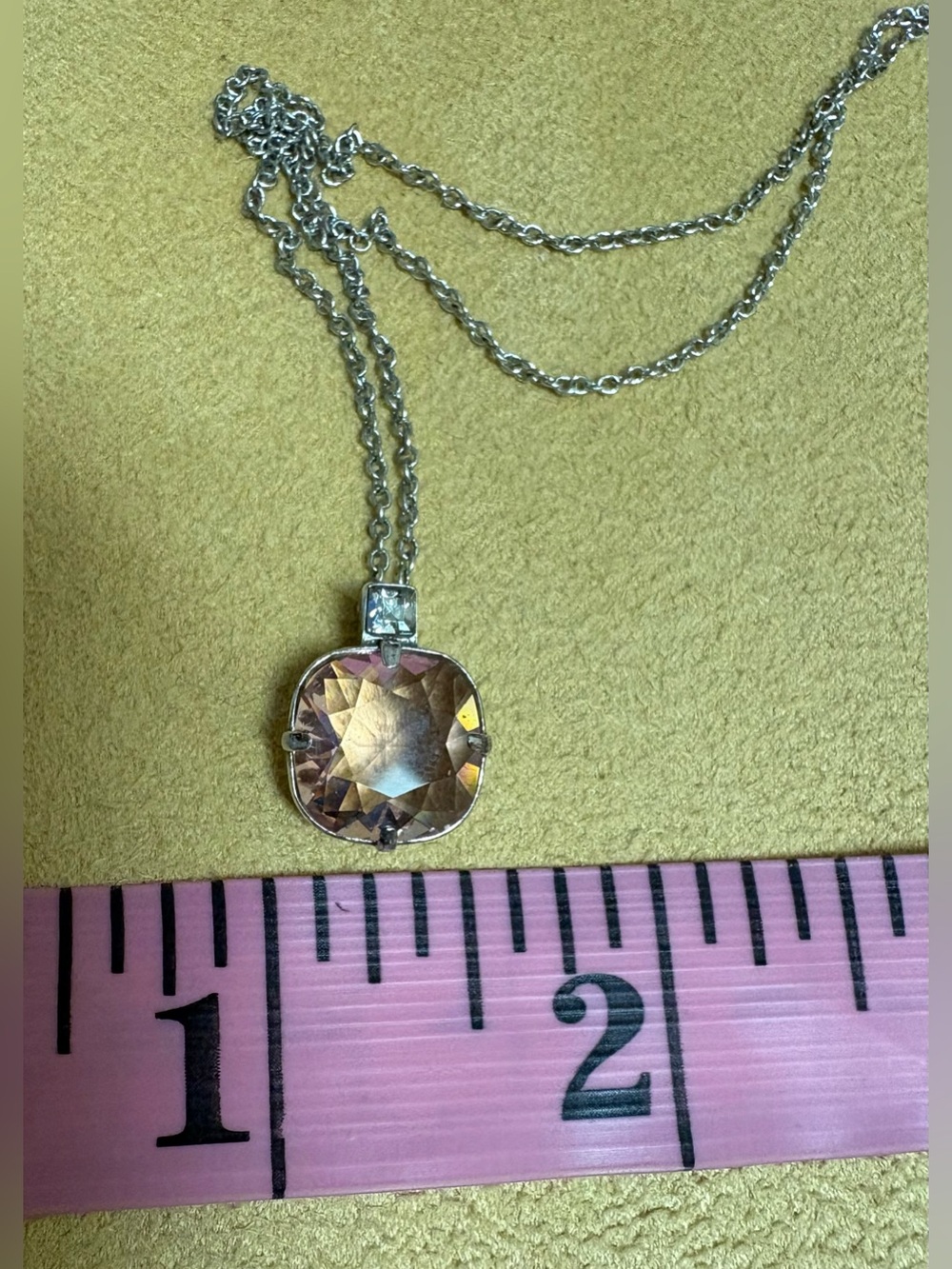 Brighton Pink Cushion Cut Crystal Pendant Necklace Lovely